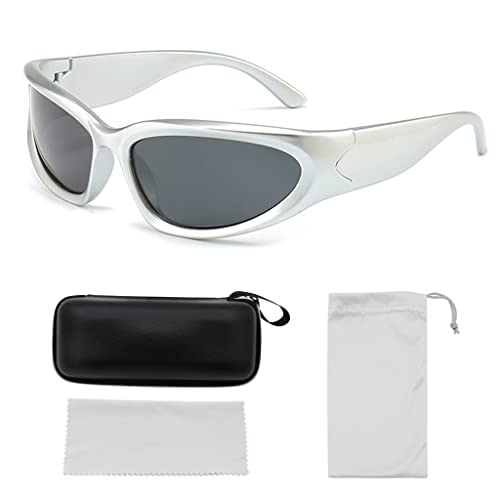GUSTAVE Stylish Polarized Sunglasses for Men Women Riding Sunglasses Stylish Cyberpunk Sport Sunglasses Silver Frame Grey Lens Sunglasses Fashion Accessory Goggles for Men Stylish GUSTAVE Stylish Polarized Sunglasses for Men Women Riding Sunglasses Stylish Cyberpunk Sport Sunglasses Silver Frame Grey Lens Sunglasses Fashion Accessory Goggles for Men Stylish